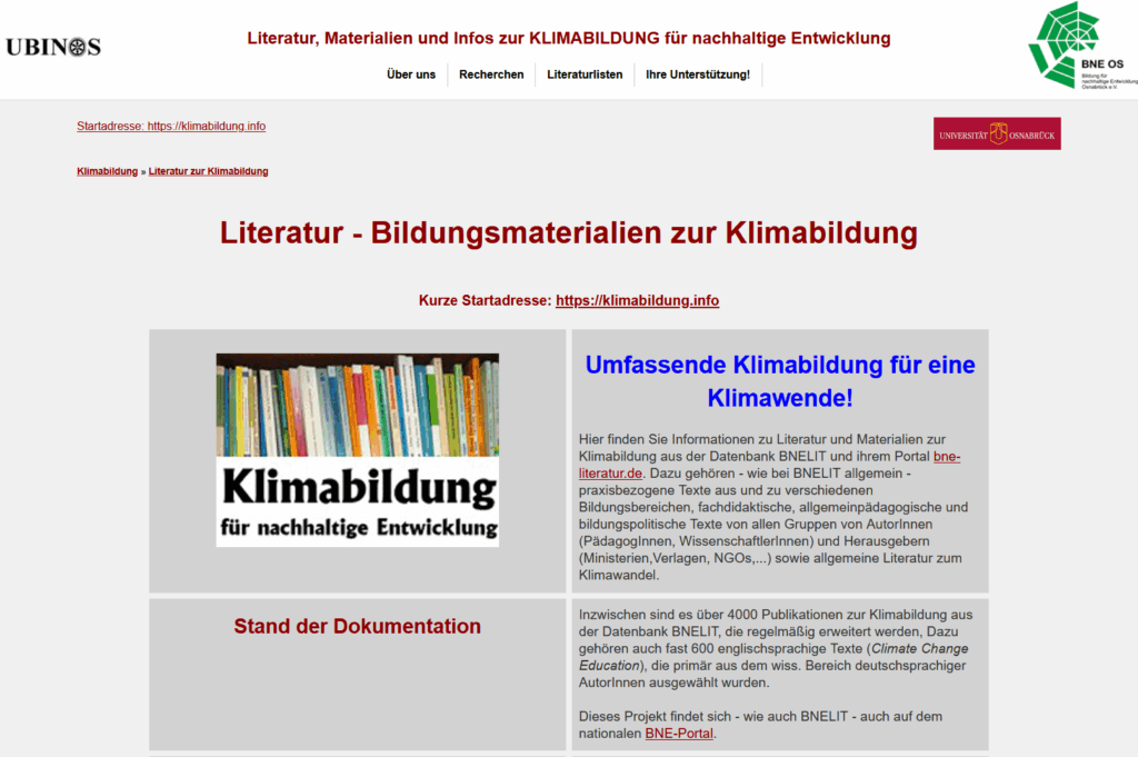 BNE-Seite - Materialseiten für BNE